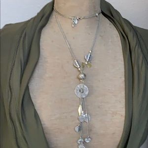 Boho Lia Sophia Silver-Tone Charm Necklace-NIB